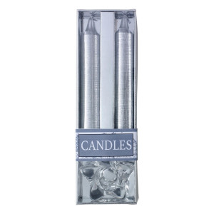 ALEXIA - Two glitter candles with glass holder