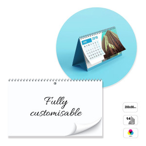 PRAGUE - 14-sheet desk calendar with spiral, 200x98 mm