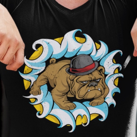 Bowler Hat Bulldog in Waves