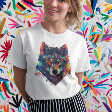 Geometric colorful wolf