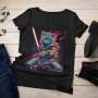 Neon Samurai Cat